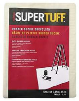 Trimaco Rubber-Duckie 80203 Drop Cloth, 15 ft L, 12 ft W, Butyl/Drapery Fabric, Beige/Cream