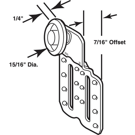 Prime-Line N 6830 Door Roller, 15/16 in Dia Roller, 1/4 in W Roller, Steel, 2-Roller