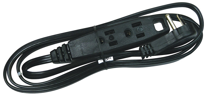 PowerZone OR932606 Extension Cord, 16 AWG Cable, 5-15P Grounded Plug, 5-15R Grounded Receptacle, 6 ft L, 125 V, Black