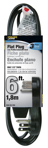 PowerZone OR932606 Extension Cord, 16 AWG Cable, 5-15P Grounded Plug, 5-15R Grounded Receptacle, 6 ft L, 125 V, Black