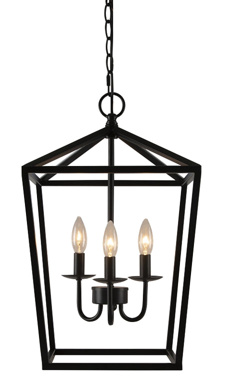 Boston Harbor LS10613 Pendant Light, 0.5 A, 120 V, 60 W, 3-Lamp, Type B/CA Bulb Lamp, Metal Fixture, Black Fixture