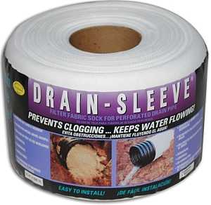 Carriff Corp 04100-10 Drain Sleeve Sock, 100 ft L X 4 in W Dimensions, Fabric