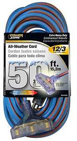 PowerZone ORC630830 Extension Cord, 12 AWG Cable, 5-15P Grounded Plug, 5-15R Grounded Receptacle, 50 ft L, 125 V
