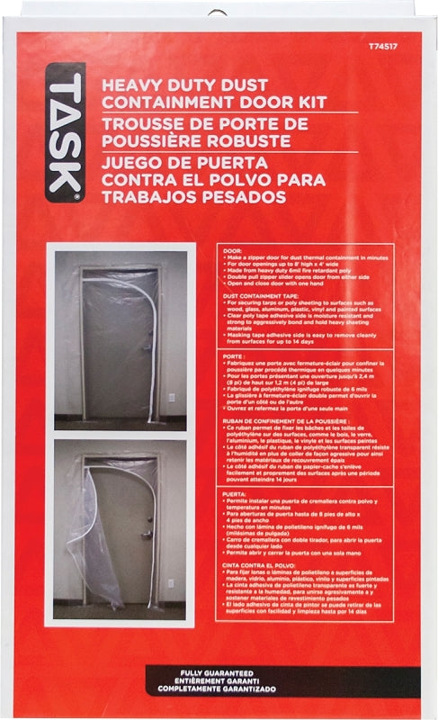 Task T74517 Dust Containment Door Kit, Heavy-Duty, Poly, Clear