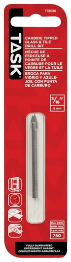 TASK T38316 Drill Bit, 3/16 in Dia, 2-1/4 in OAL