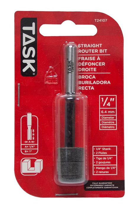 Task T24107 Router Bit, 1/4 in Dia Cutter, 1/4 in Dia Shank
