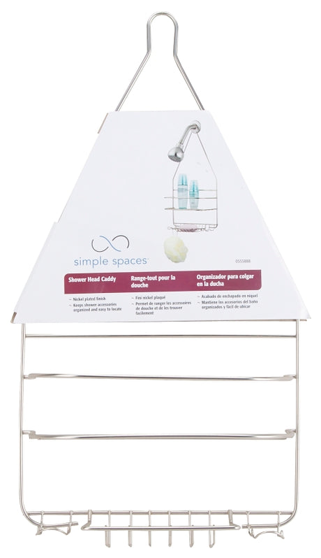 Simple Spaces SS-SC-25-NK Shower Caddy, 2-Shelf, Steel, 10 in OAW, 19 in OAH, 4-1/4 in OAD, 10 lb