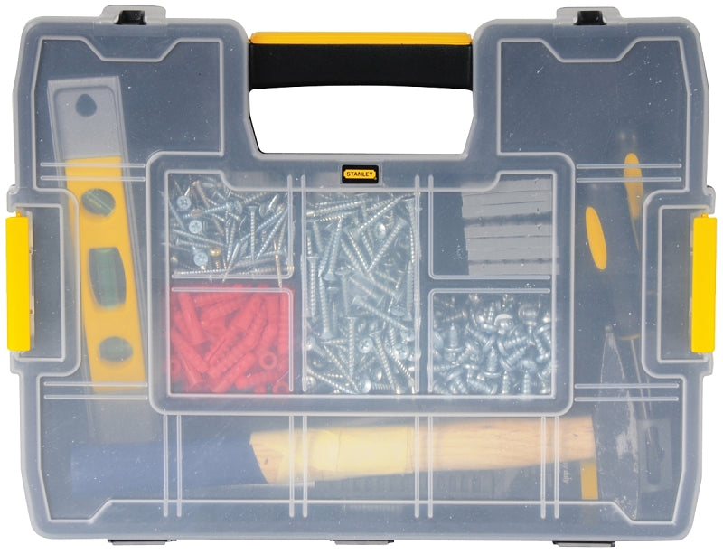 STANLEY STST14022 Tool Storage Organizer, 11-1/2 in W, 2.7 in H, 14-Drawer, Plastic, Black/Yellow