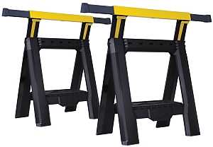 STANLEY STST60626 Adjustable Sawhorse, 1000 lb, 2-7/8 in W, 31-1/8 in H, 28-1/8 in D, Plastic, Black