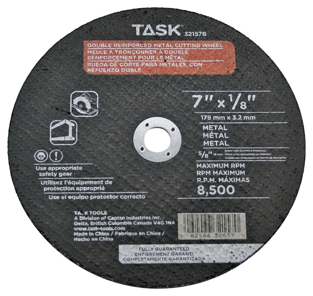 TASK 32157B Cutting Wheel, 7 in Dia, 1/8 in Thick, 5/8 in Arbor