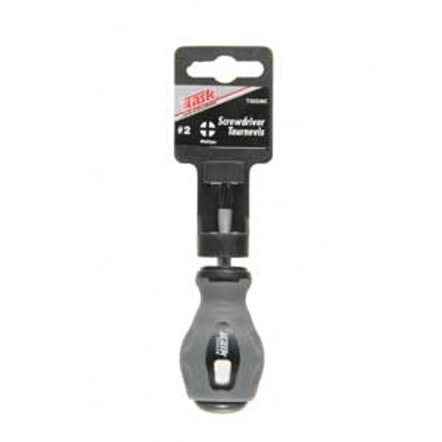 TASK T01508C Screwdriver, #0 Drive, Square Recess Drive, 4 in L Shank, Rubber Handle, Soft Touch Grip Handle
