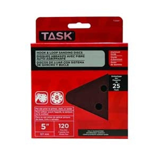TASK T13059 Sanding Disc, 5 in Dia, 80 Grit, Aluminum Oxide Abrasive, 8-Hole