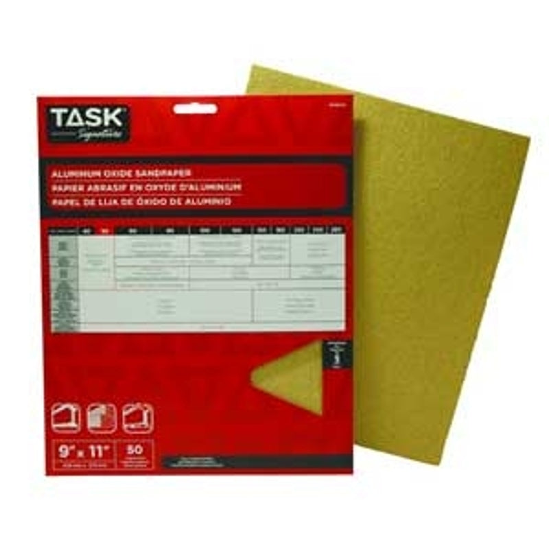 TASK Signature SAO16040 Sandpaper, 11 in L, 9 in W, Coarse, 40 Grit, Aluminum Oxide Abrasive, Paper Backing, Pack of 50