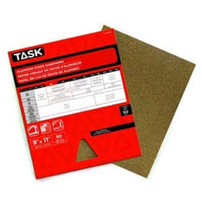 TASK PAO15150 Sandpaper, 11 in L, 9 in W, Very Fine, 150 Grit, Aluminum Oxide Abrasive, Paper Backing, Pack of 50