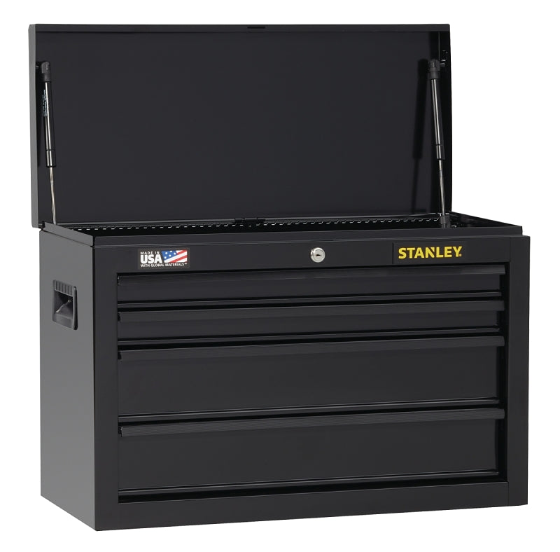 STANLEY STST22643BK Tool Chest, 3663 cu-in, 26 in OAW, 17-1/2 in OAH, 12 in OAD, Steel, Black, 4-Drawer