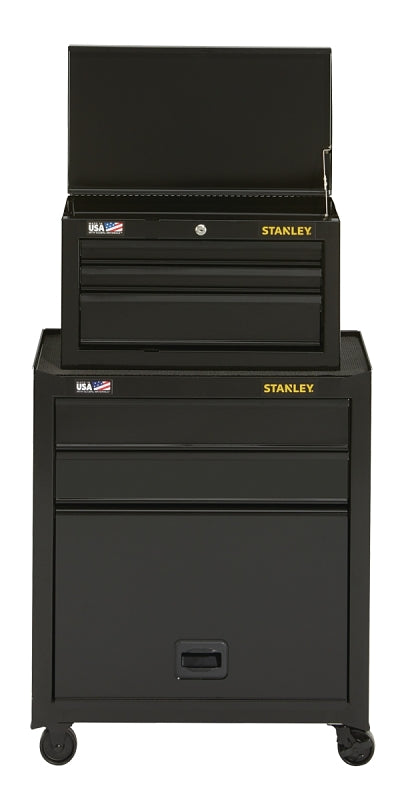 STANLEY STST22656BK Tool Chest and Cabinet, 10,227 cu-in, 26-1/2 in OAW, 43-1/2 in OAH, 14 in OAD, Steel, Black