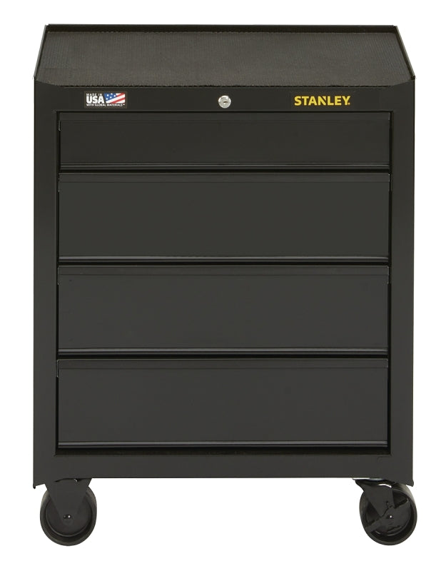 STANLEY STST22742BK Rolling Tool Cabinet, 8030 cu-in, 26-1/2 in OAW, 32 in OAH, 18 in OAD, Steel, Black, 4-Drawer