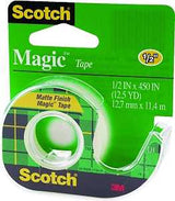 Scotch 104 Permanent Single-Sided Office Tape, 450 in L, 1/2 in W, Plastic Backing, Pack of 8