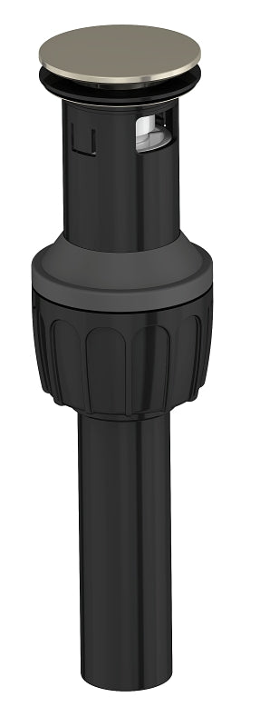 Boston Harbor TOBI22090017NP Drain Push Pop-Up with Overflow, Push Pop-Up, Plastic, Brushed Nickel, Brushed Nickel