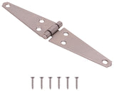 ProSource HSH-S04-C1PS Strap Hinge, 2 mm Thick Leaf, 4 in, Brushed Stainless Steel, 180 Range of Motion
