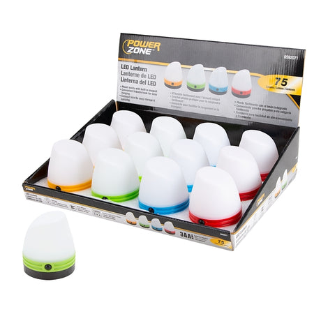 PowerZone 12461 Lantern, AA Battery, LED Lamp, White Light, Plastic, Pack of 12