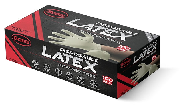Boss B22011-L Disposable Gloves, L, Late, Powder-Free, White