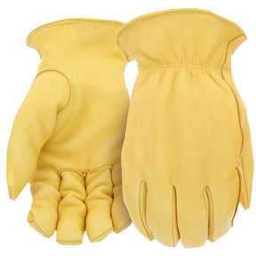 Boss Arctik B98401-XL Work Gloves, Men's, XL, Keystone Thumb, Elastic Wrist, Slip-On Cuff, Deerskin Leather, Brown