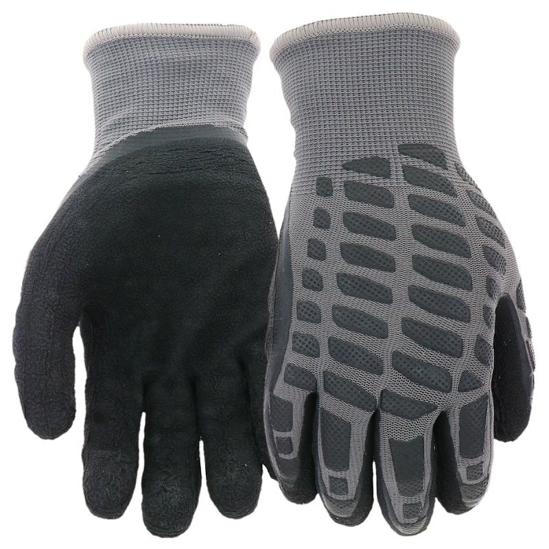 Boss Arctik B93121-L Work Gloves, Men's, L, Wing Thumb, Elastic Knit Wrist, Slip-On Cuff, Latex/Polyester, Black