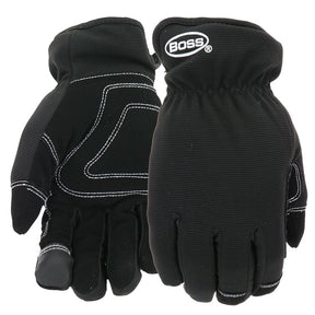 Boss Arctik B95261-XL Work Gloves, Men's, XL, Wing Thumb, Slip-On Cuff, Polyester/Synthetic Leather, Black