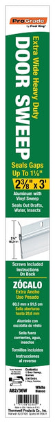 Frost King A82/36W Door Sweep, 36 in L, 2-3/8 in W, Vinyl Insert