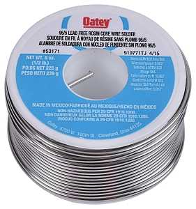 Oatey 53171 Rosin Core Wire Solder, 1/2 lb, Solid, Silver, 450 to 464 deg F Melting Point