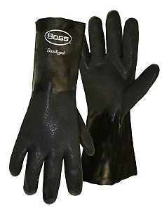 Boss 4217 Gloves, L, 14 in L, Gauntlet Cuff, PVC Glove, Black