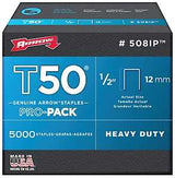 Arrow T50 Series 508IP Staple, For: ET50, ET50BN, ET50PBN Stapler, 3/8 in W Crown, 1/2 in L Leg