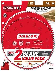 Diablo D124444VP Saw Blade, 12 in Dia, 44-Teeth