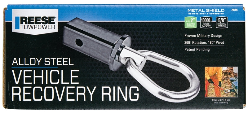 Reese Towpower 70655 Hitch Tow Ring, 2 in Dia Eye, 10,000 lb Working Load, Steel, Zinc