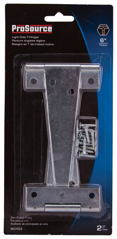ProSource LTH-Z06-C2PS T-Hinge, Steel, Zinc, Fixed Pin, 180 deg Range of Motion, 36 (Pair) lb