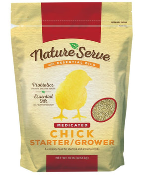 NatureServe 101110 Chick Starter Grower Feed, Medicated, Crumble, 10 lb Bag