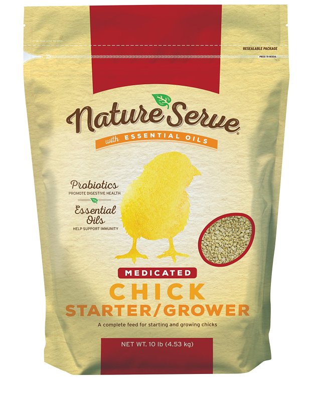 NatureServe 101110 Chick Starter Grower Feed, Medicated, Crumble, 10 lb Bag