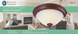 Boston Harbor BRT-ATE1013-RB Three Light Flush Mount Ceiling Fixture, 120 V, 60 W, 3-Lamp, A19 or CFL Lamp