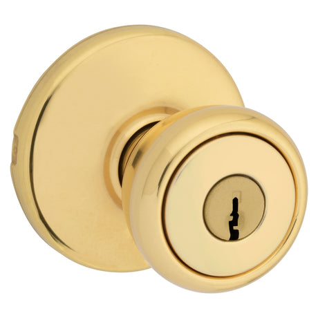 Kwikset 400T 3CP6K6 Entry Knob, Knob Handle, Polished Brass, K6 Keyway, 3 Grade