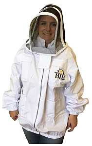 Harvest Lane Honey CLOTHSJXL-102 Beekeeper Jacket with Hood, XL, Zipper, Polycotton, White