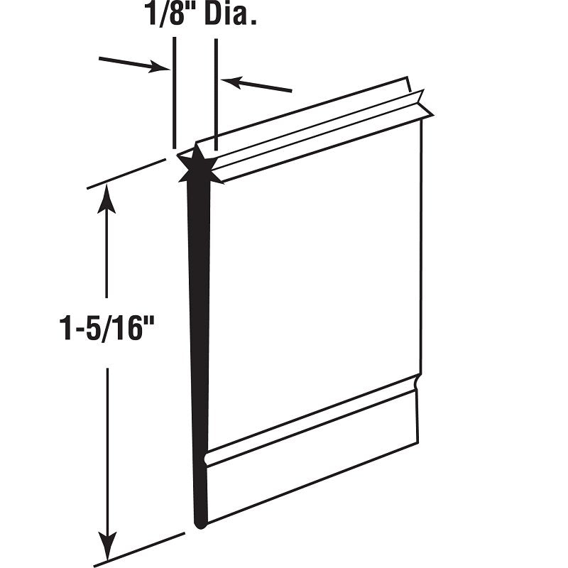 Prime-Line M 6023 Bottom Sweep, 1/8 in W, 1-5/16 in H, Gray, For: Hinged Shower Doors