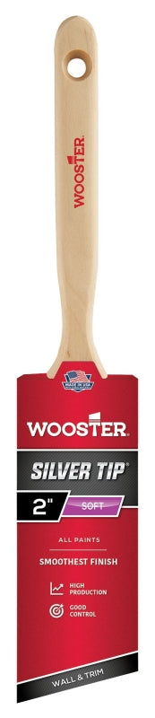Wooster Silver Tip 5221-2 Paint Brush, 2 in W, 2-11/16 in L Bristle, Polyester Bristle, Angular Handle
