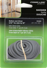 Prime-Line M 6040 Swinging Shower Door Bottom Sweep, Vinyl, Gray