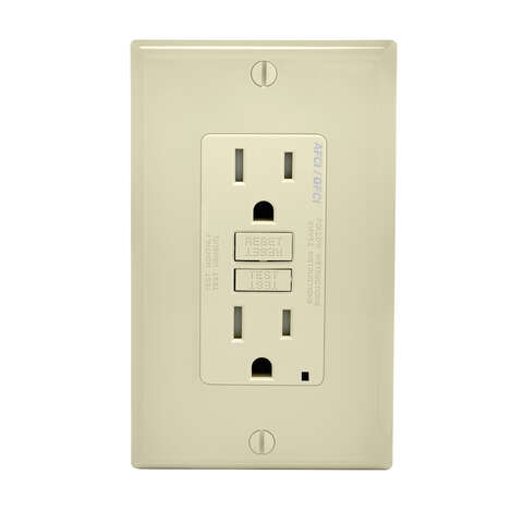 Leviton SmartlockPro 15 amps 125 V Duplex Light Almond AFCI/GFCI Dual Function Outlet 5-15R 1 pk