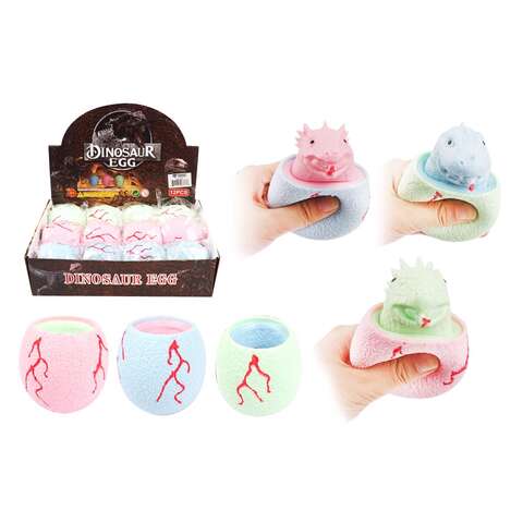 Diamond Visions Dinosaur Egg Pop-Up Squeeze Toy Assorted, Pack of 12