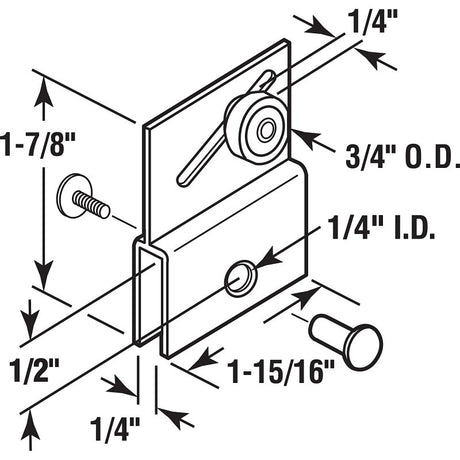 Prime-Line M 6054 Top Bracket, Sliding, Aluminum, Chrome-Plated, For: Frameless Shower Doors