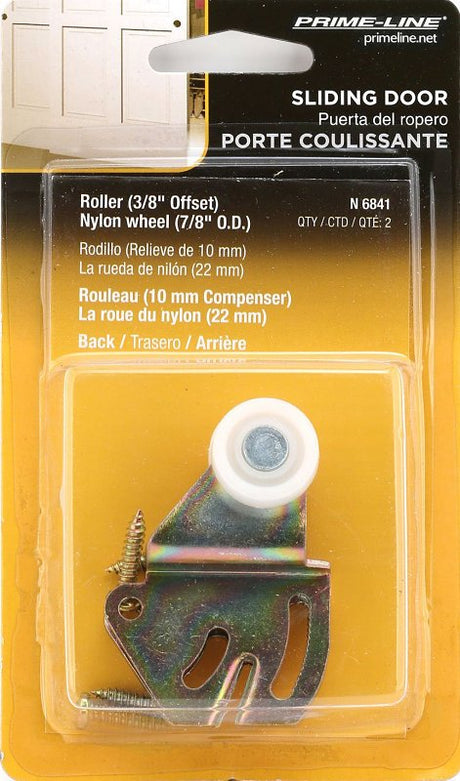 Prime-Line N 6841 Door Roller, 7/8 in Dia Roller, 1/4 in W Roller, Steel, 1-Roller