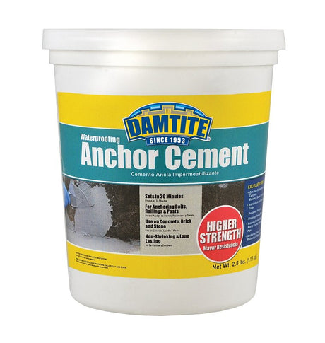 Damtite 08032 Anchoring Cement, Powder, Gray, 48 hr Curing, 2.5 lb Pail