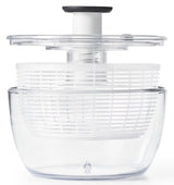 Oxo 32480 Salad Spinner, 4.95 qt Basket, 6.22 qt Bowl, 10-1/2 in Dia, 10-1/2 in W, 6 in H, Plastic, White